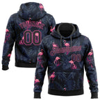Custom Stitched Black Black-Pink 3D Pattern Design Flamingo Sports Pullover Sweatshirt Hoodie photo 1