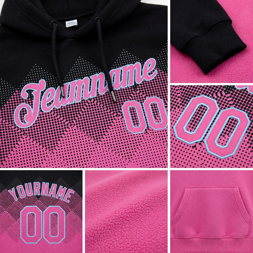 Custom Stitched Pink Pink Black-Light Blue 3D Pattern Design Sports Pullover Sweatshirt Hoodie detail