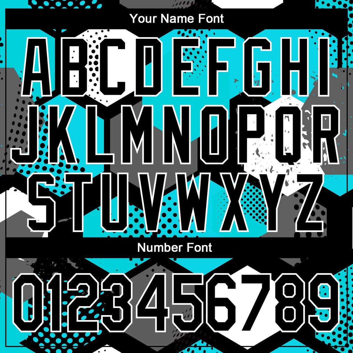 Custom Stitched Aqua Black-White 3D Pattern Design Sports Pullover Sweatshirt Hoodie photo 3