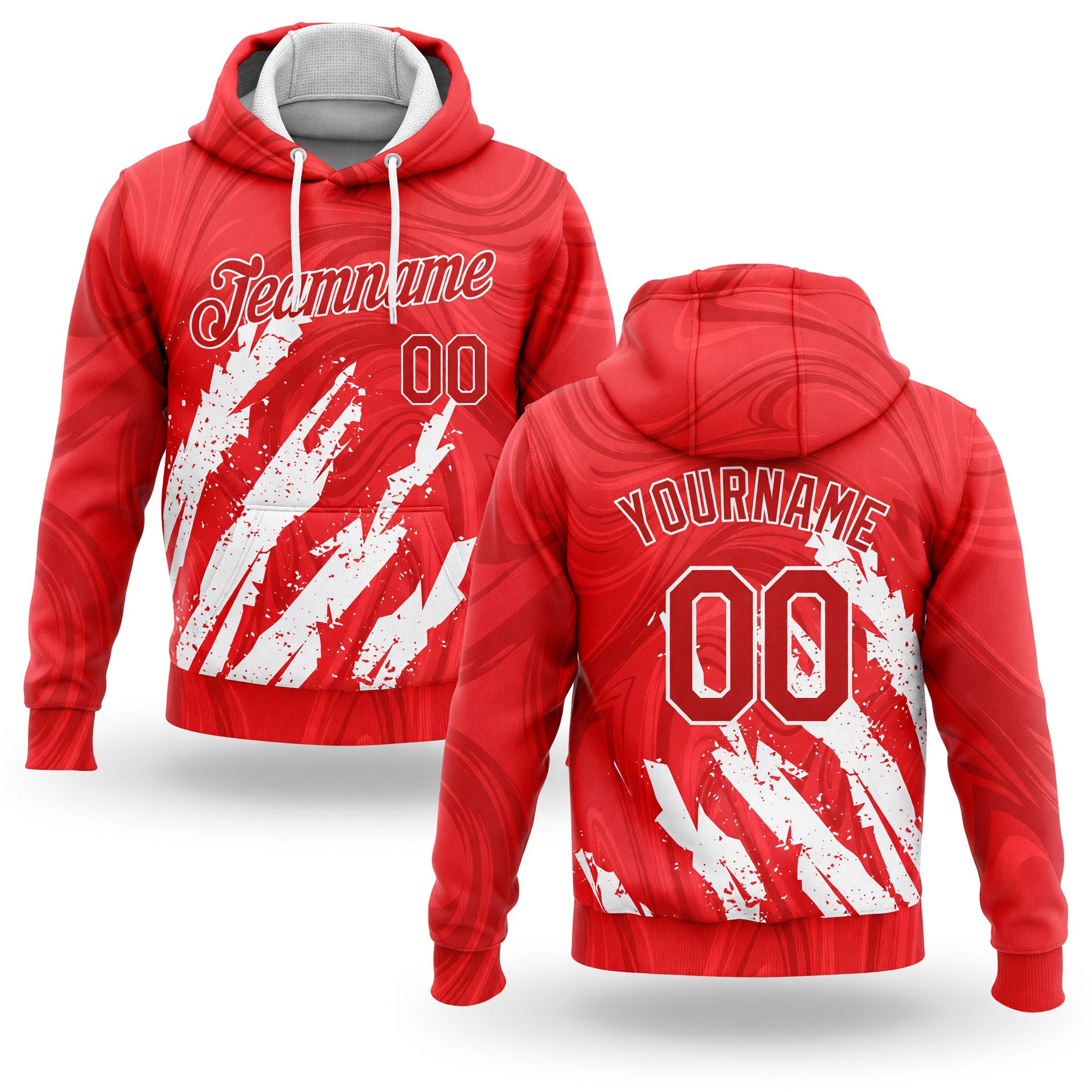Custom Stitched Red Red-White 3D Pattern Design Sports Pullover Sweatshirt Hoodie