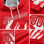 Custom Stitched Red Red-White 3D Pattern Design Sports Pullover Sweatshirt Hoodie detail