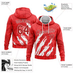 Custom Stitched Red Red-White 3D Pattern Design Sports Pullover Sweatshirt Hoodie photo 2