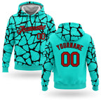 Custom Stitched Aqua Red-Black 3D Pattern Design Sports Pullover Sweatshirt Hoodie