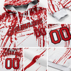 Custom Stitched White Red-Black 3D Pattern Design Sports Pullover Sweatshirt Hoodie detail