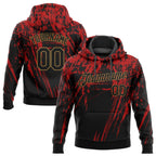 Custom Stitched Red Black-Old Gold 3D Pattern Design Sports Pullover Sweatshirt Hoodie photo 1