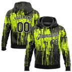 Custom Stitched Neon Green Black-White 3D Pattern Design Dripping Splatter Art Sports Pullover Sweatshirt Hoodie photo 1