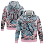 Custom Stitched Light Pink Black 3D Pattern Design Cherry Blossom Sports Pullover Sweatshirt Hoodie photo 1