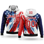 Custom Red Blue Black-White 3D American Flag Sports Pullover Sweatshirt Hoodie
