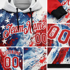 Custom Red Blue Black-White 3D American Flag Sports Pullover Sweatshirt Hoodie detail