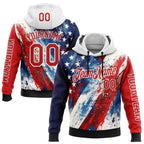 Custom Red Blue Black-White 3D American Flag Sports Pullover Sweatshirt Hoodie photo 1