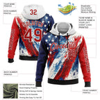 Custom Red Blue Black-White 3D American Flag Sports Pullover Sweatshirt Hoodie photo 2