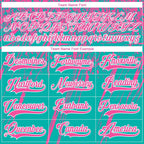 Custom Aqua Pink-White 3D Splash Hockey Lace Neck Jersey photo 3