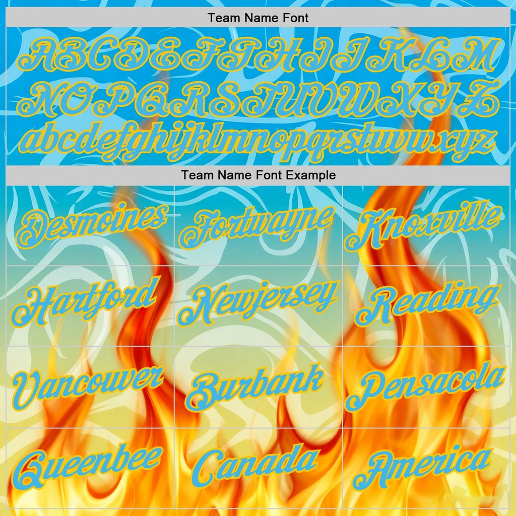 Custom Blue Sky Blue-Yellow 3D Abstract Flame Sports Pullover Sweatshirt Hoodie photo 2