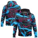 Custom Stitched Light Blue Black-Pink 3D Pattern Design Sports Pullover Sweatshirt Hoodie photo 1