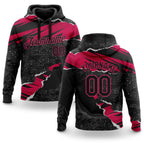 Custom Stitched Black Pink-White 3D Pattern Design Torn Paper Style Sports Pullover Sweatshirt Hoodie