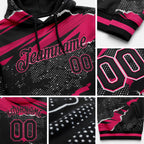 Custom Stitched Black Pink-White 3D Pattern Design Torn Paper Style Sports Pullover Sweatshirt Hoodie detail
