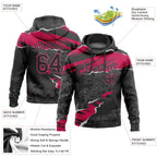 Custom Stitched Black Pink-White 3D Pattern Design Torn Paper Style Sports Pullover Sweatshirt Hoodie photo 2