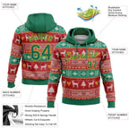Custom Stitched Red Kelly Green-Gold 3D Christmas Reindeers Sports Pullover Sweatshirt Hoodie photo 3