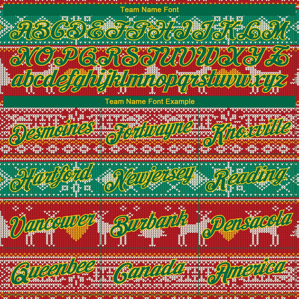 Custom Stitched Red Kelly Green-Gold 3D Christmas Reindeers Sports Pullover Sweatshirt Hoodie photo 4
