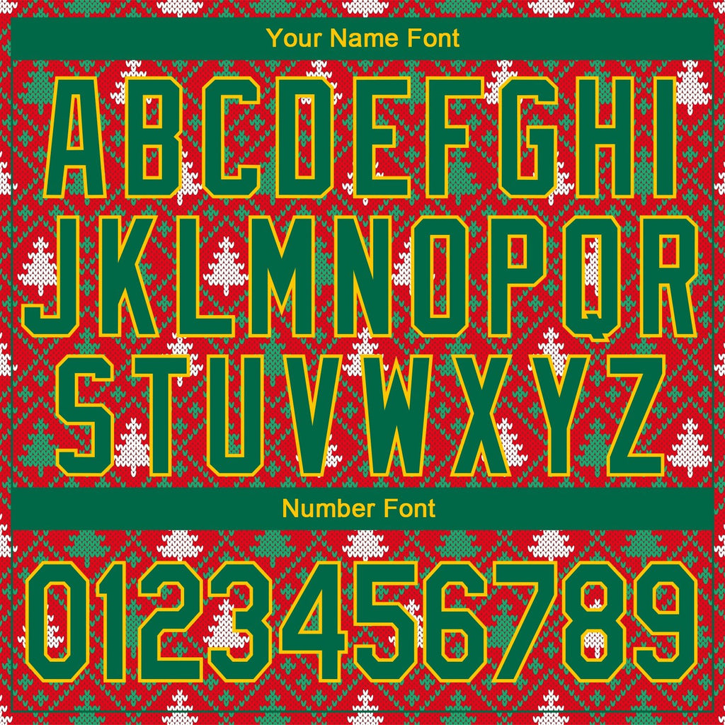 Custom Stitched Red Kelly Green-Gold 3D Christmas Reindeers Sports Pullover Sweatshirt Hoodie photo 5