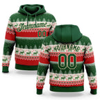 Custom Stitched Red Green-Cream 3D Christmas Reindeers Sports Pullover Sweatshirt Hoodie