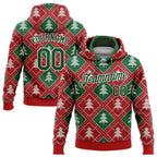 Custom Stitched Red Green-White 3D Christmas Trees Sports Pullover Sweatshirt Hoodie photo 1