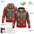 Custom Stitched Red Green-White 3D Christmas Trees Sports Pullover Sweatshirt Hoodie photo 2