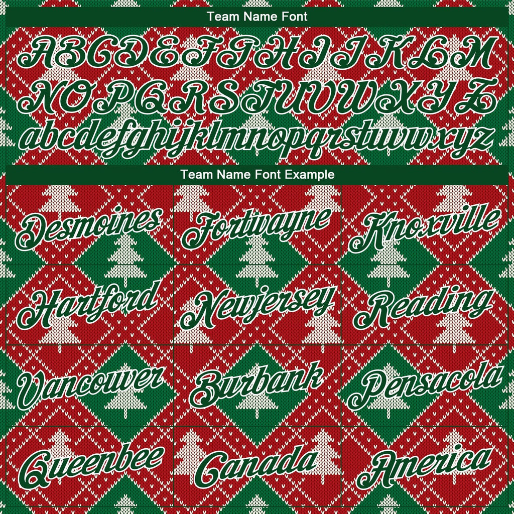 Custom Stitched Red Green-White 3D Christmas Trees Sports Pullover Sweatshirt Hoodie photo 3
