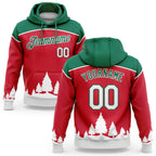 Custom Stitched Red White-Kelly Green 3D Christmas Trees Sports Pullover Sweatshirt Hoodie
