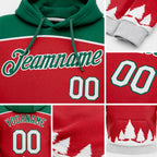 Custom Stitched Red White-Kelly Green 3D Christmas Trees Sports Pullover Sweatshirt Hoodie detail