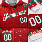 Custom Stitched Red White-Kelly Green 3D Christmas Sports Pullover Sweatshirt Hoodie detail