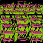 Custom Neon Green Pink-Black 3D Pattern Splash Art Hockey Lace Neck Jersey photo 3
