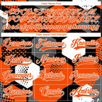 Custom Orange Black-White 3D Pattern Geometric Shape Hockey Lace Neck Jersey photo 5
