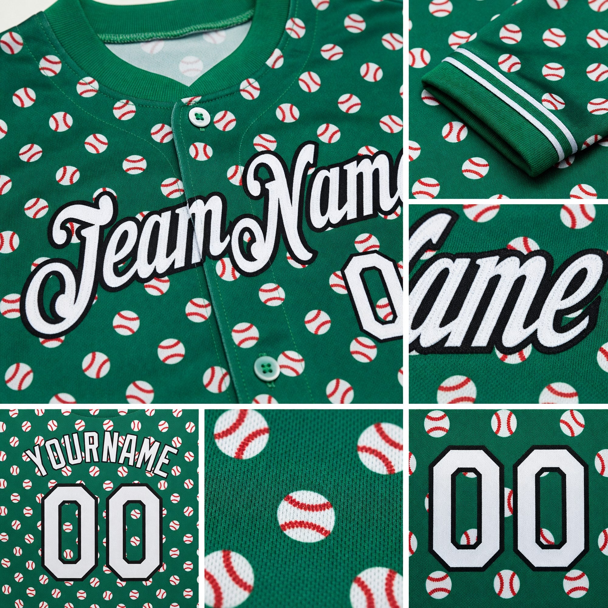 Custom Stitched Kelly Green White-Black Baseball Game Day New York Inspired Sports Pullover Sweatshirt Hoodie detail