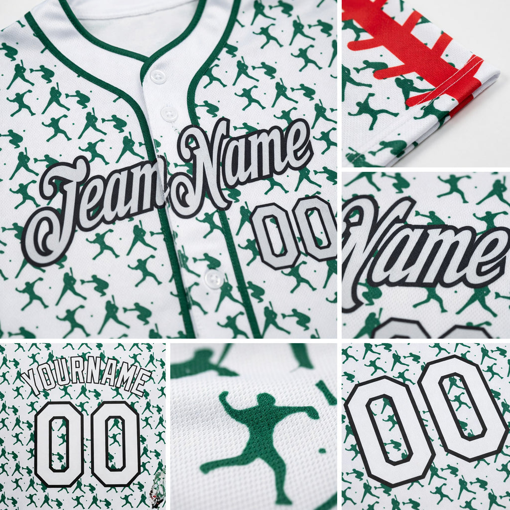 Custom Stitched White Kelly Green Red-Black Baseball Game Day New York Inspired Sports Pullover Sweatshirt Hoodie detail
