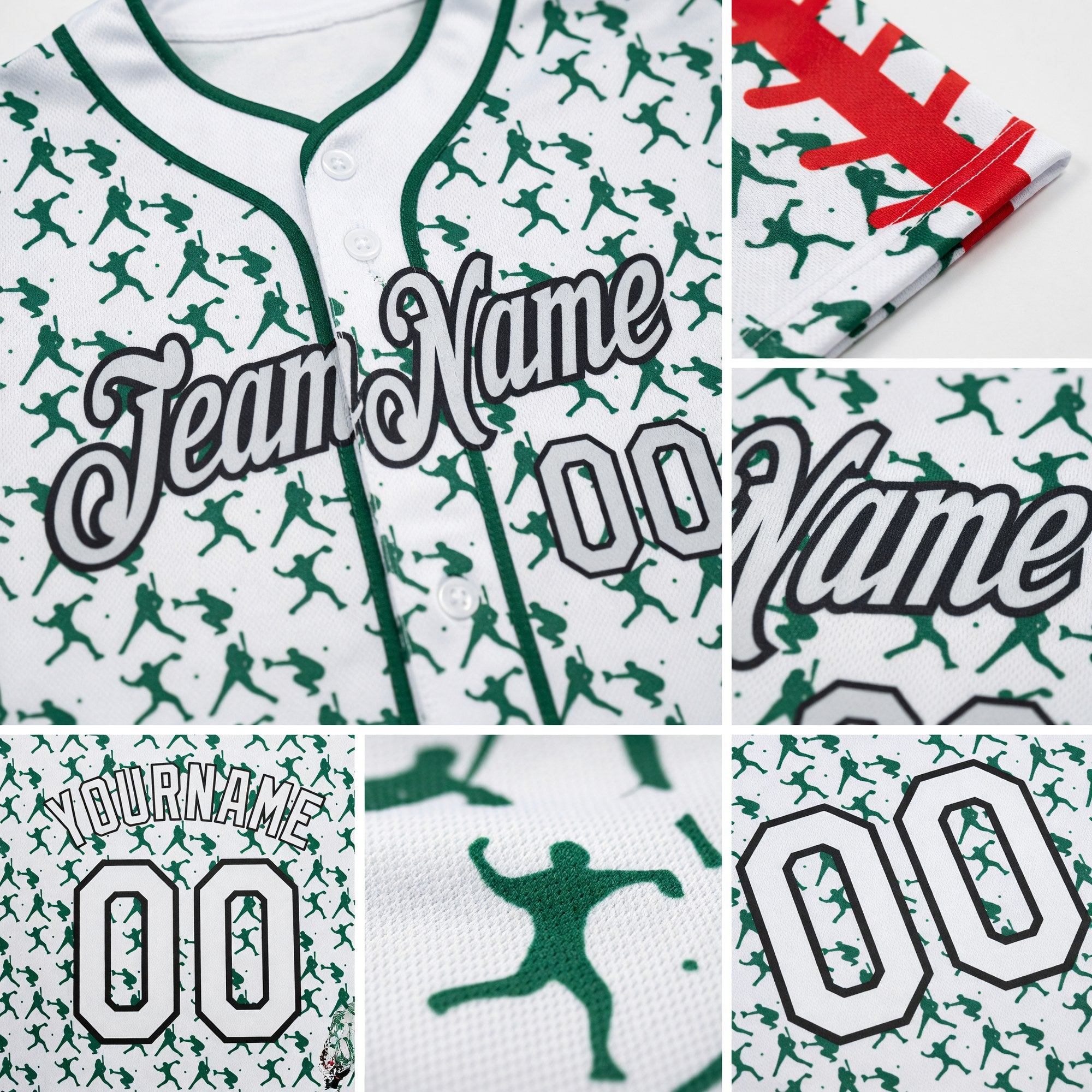 Custom Stitched White Kelly Green Red-Black Baseball Game Day New York Inspired Sports Pullover Sweatshirt Hoodie detail
