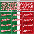 Custom Kelly Green White-Fire Red Mexico Tribal Soccer Jersey Performance T-Shirt photo 2