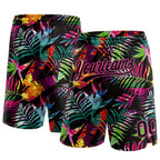 Custom Black Pink 3D Pattern Tropical Palm Leaves Authentic Basketball Shorts photo 1