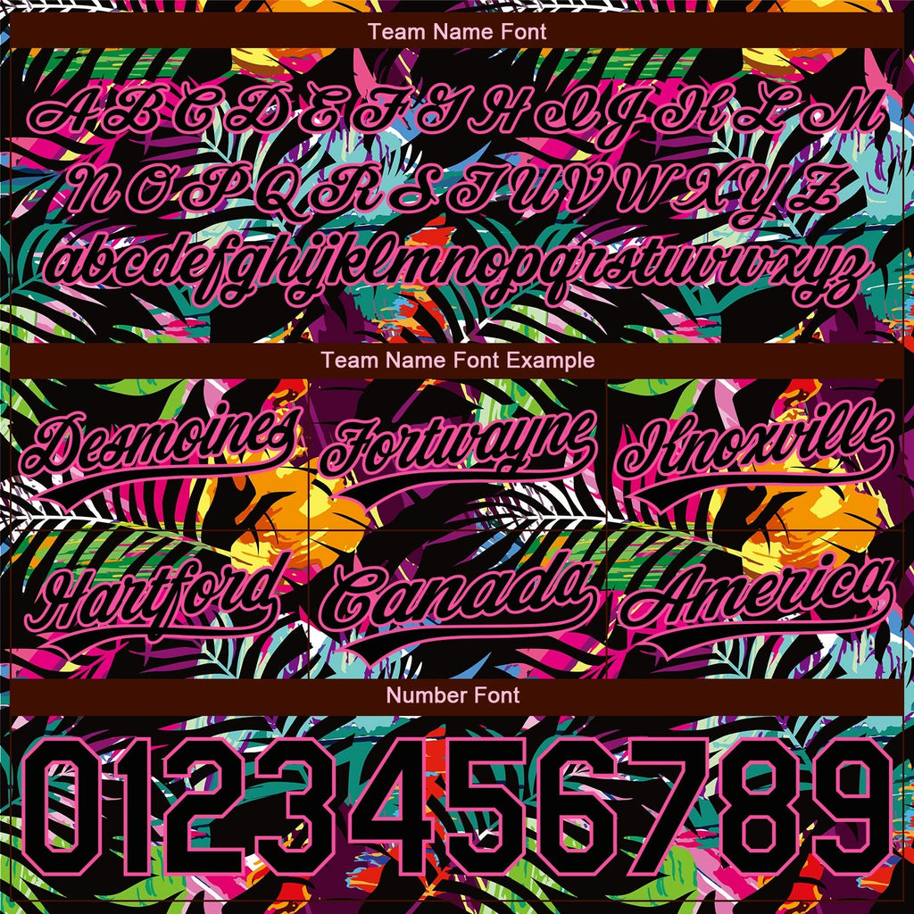 Custom Black Pink 3D Pattern Tropical Palm Leaves Authentic Basketball Shorts photo 3