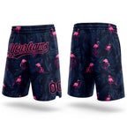 Custom Black Pink 3D Pattern Flamingo Authentic Basketball Shorts