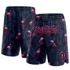 Custom Black Pink 3D Pattern Flamingo Authentic Basketball Shorts photo 1