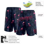 Custom Black Pink 3D Pattern Flamingo Authentic Basketball Shorts photo 2