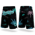 Custom Black Teal-White 3D Pattern Hawaii Palm Trees Authentic Basketball Shorts
