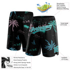 Custom Black Teal-White 3D Pattern Hawaii Palm Trees Authentic Basketball Shorts photo 2
