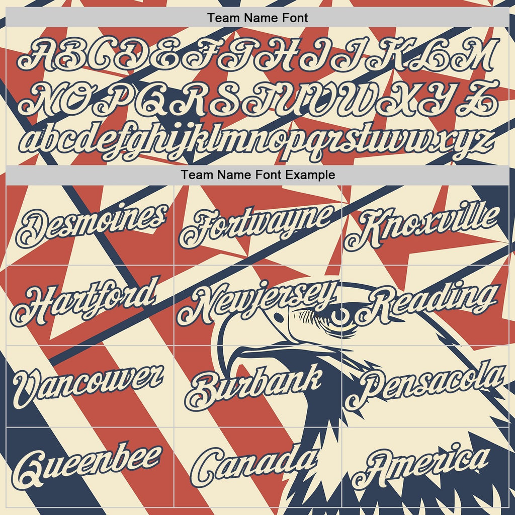Custom Cream Red-Blue USA Flag Eagle And Star Soccer Jersey Performance T-Shirt photo 2