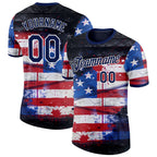 Custom Red Navy Blue Black-White USA Flag Splash Soccer Jersey Performance T-Shirt