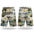Custom Cream Black 3D Pattern Hawaii Palm Trees And Island Authentic Basketball Shorts