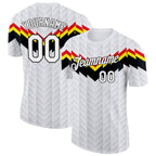 Custom White Red Yellow Black-Gray Germany Arrow Soccer Jersey Performance T-Shirt
