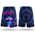 Custom Black Purple-Pink 3D Pattern Magic Mushrooms Over Sacred Geometry Psychedelic Hallucination Authentic Basketball Shorts