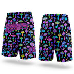 Custom Black Purple-Pink 3D Pattern Magic Mushrooms Psychedelic Hallucination Authentic Basketball Shorts